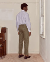 Lightweight Linen Side-Buckle Trousers - Olive