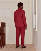 Lightweight Linen Double-Breasted Suit Jacket - Red