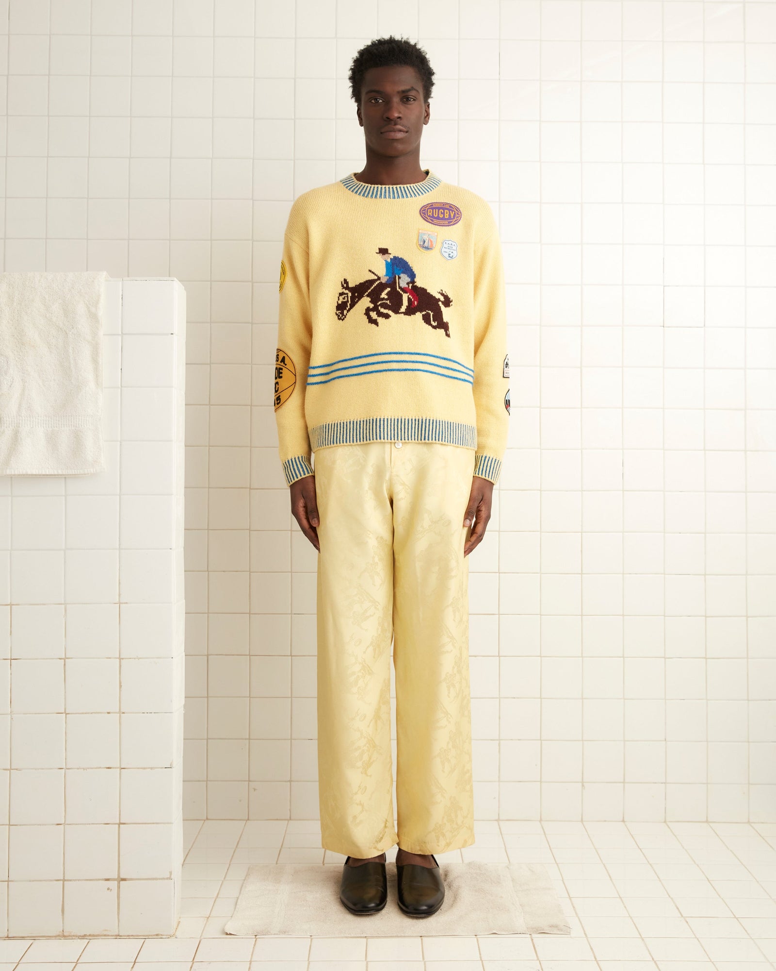 Football Jacquard Pajama Pants - Yellow