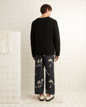Football Silhouette Pajama Pants - Black/Cream