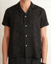 Football Jacquard Bowling Shirt - Black