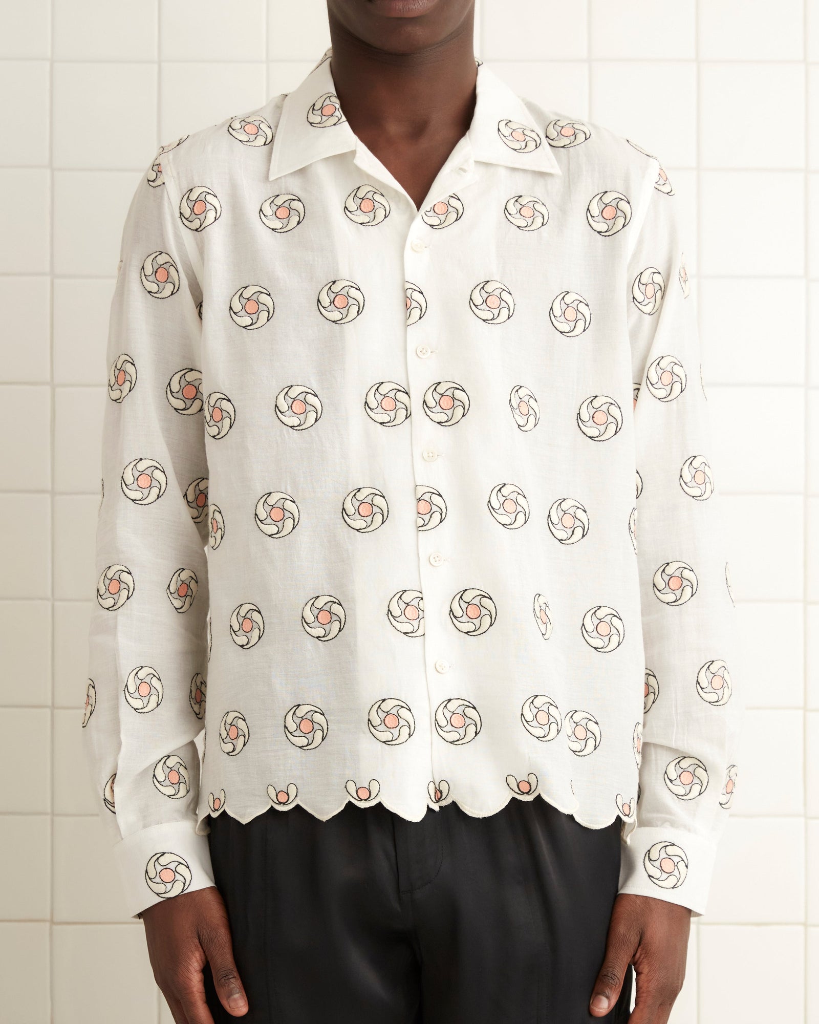 Floral Aperture Long Sleeve Shirt