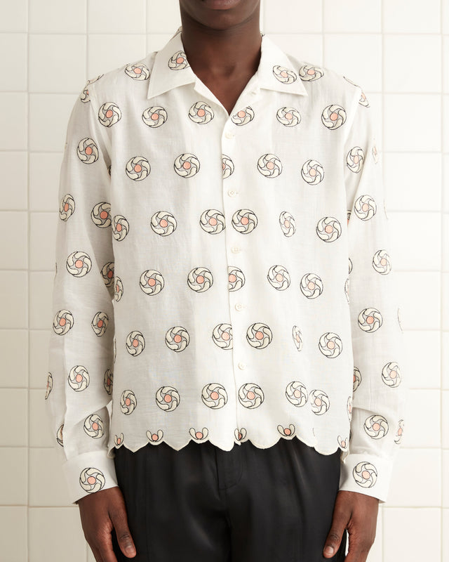 Floral Aperture Long Sleeve Shirt