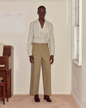Wide Leg Snap Trousers - Khaki