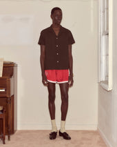 Voile Short Sleeve Shirt - Brown