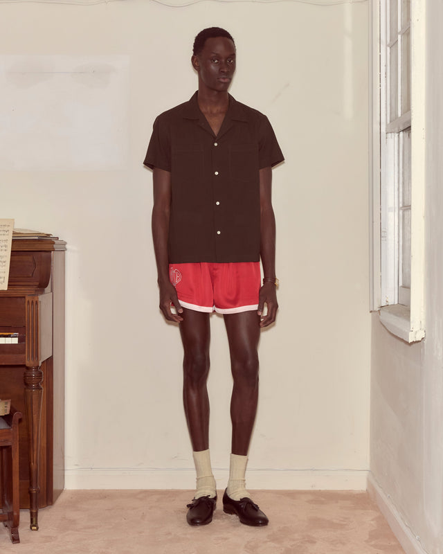 Voile Short Sleeve Shirt - Brown