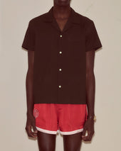 Voile Short Sleeve Shirt - Brown