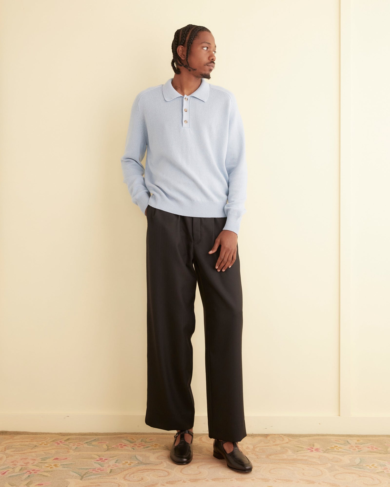 Cashmere Polo - Light Blue