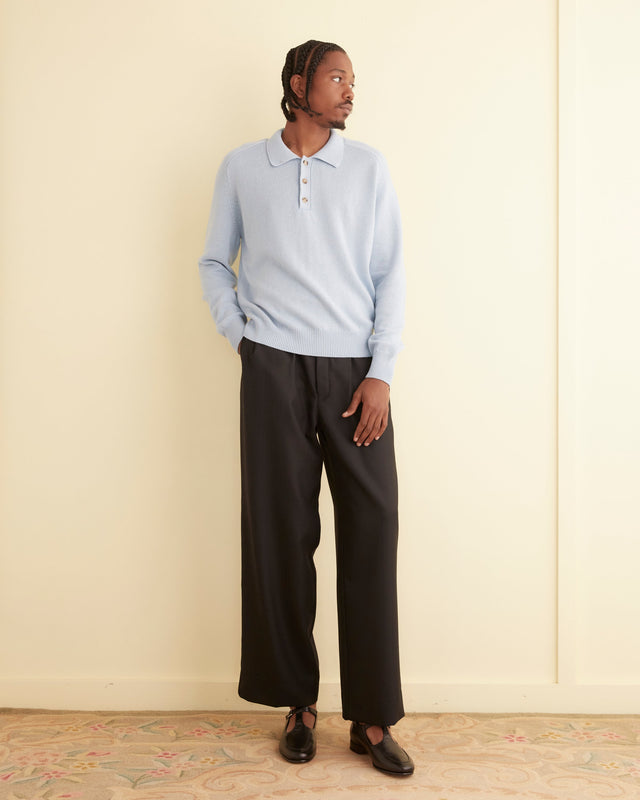 Cashmere Polo - Light Blue