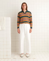 Parakeet Stripe Long Sleeve Boxy Polo