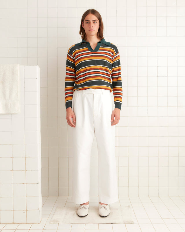 Parakeet Stripe Long Sleeve Boxy Polo