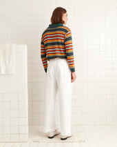 Parakeet Stripe Long Sleeve Boxy Polo