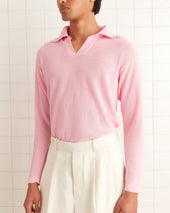 Boxy Long Sleeve Polo - Pink