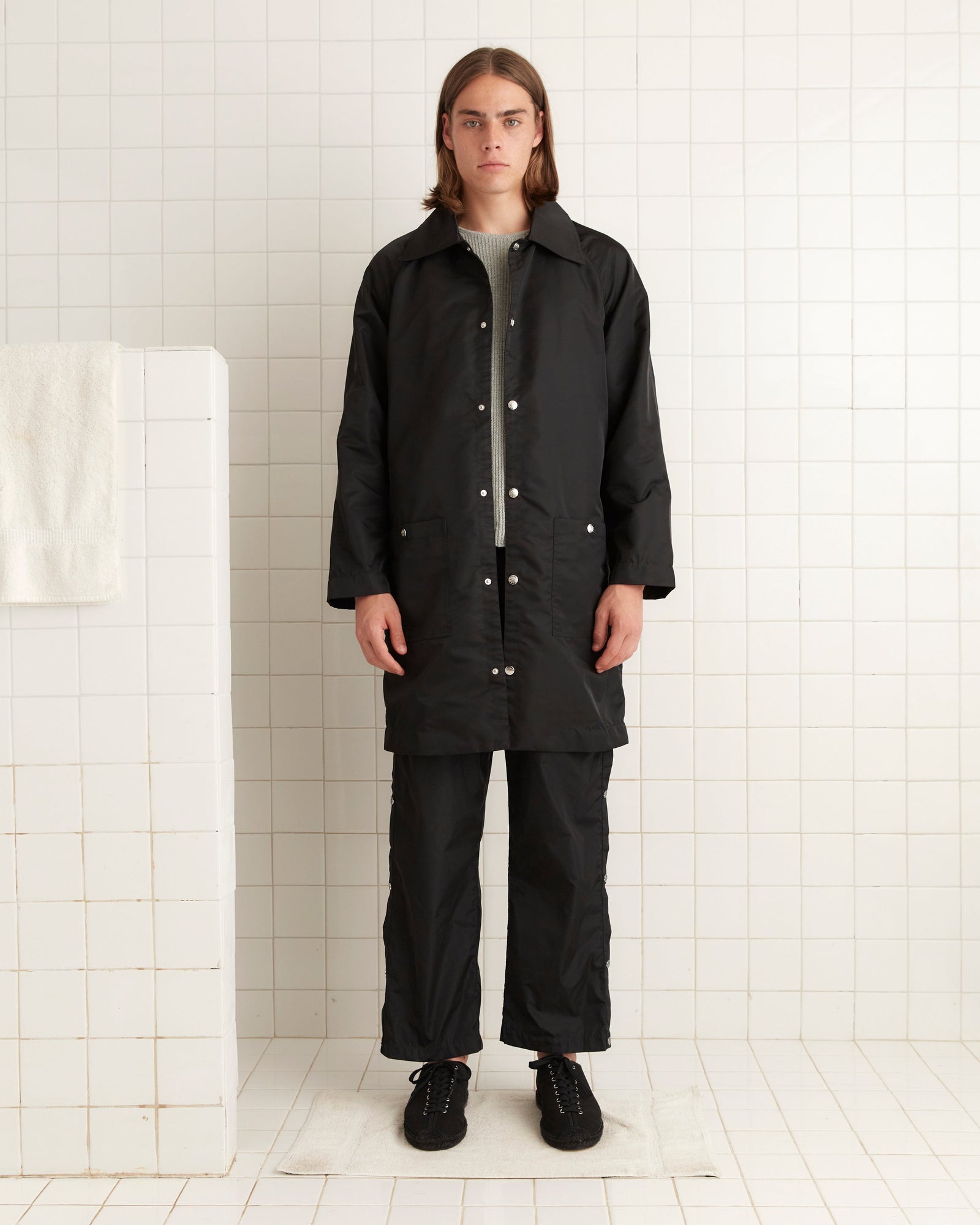 Nylon Raincoat - Black