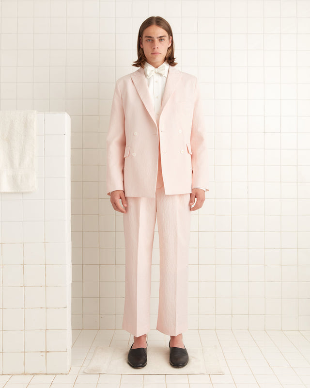 Club Stripe Double-Breasted Suit Jacket - Pink/White
