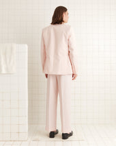 Club Stripe Double-Breasted Suit Jacket - Pink/White