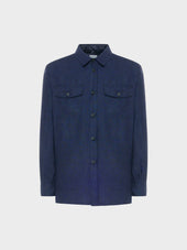 Overshirt In Lino Lana Blu