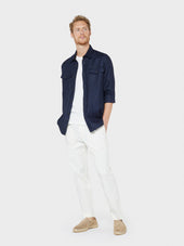 Overshirt In Lino Lana Blu