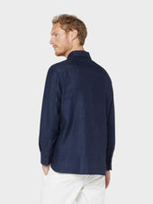 Overshirt In Lino Lana Blu