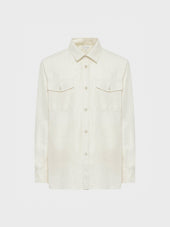 Overshirt In Lino Lana Bianco