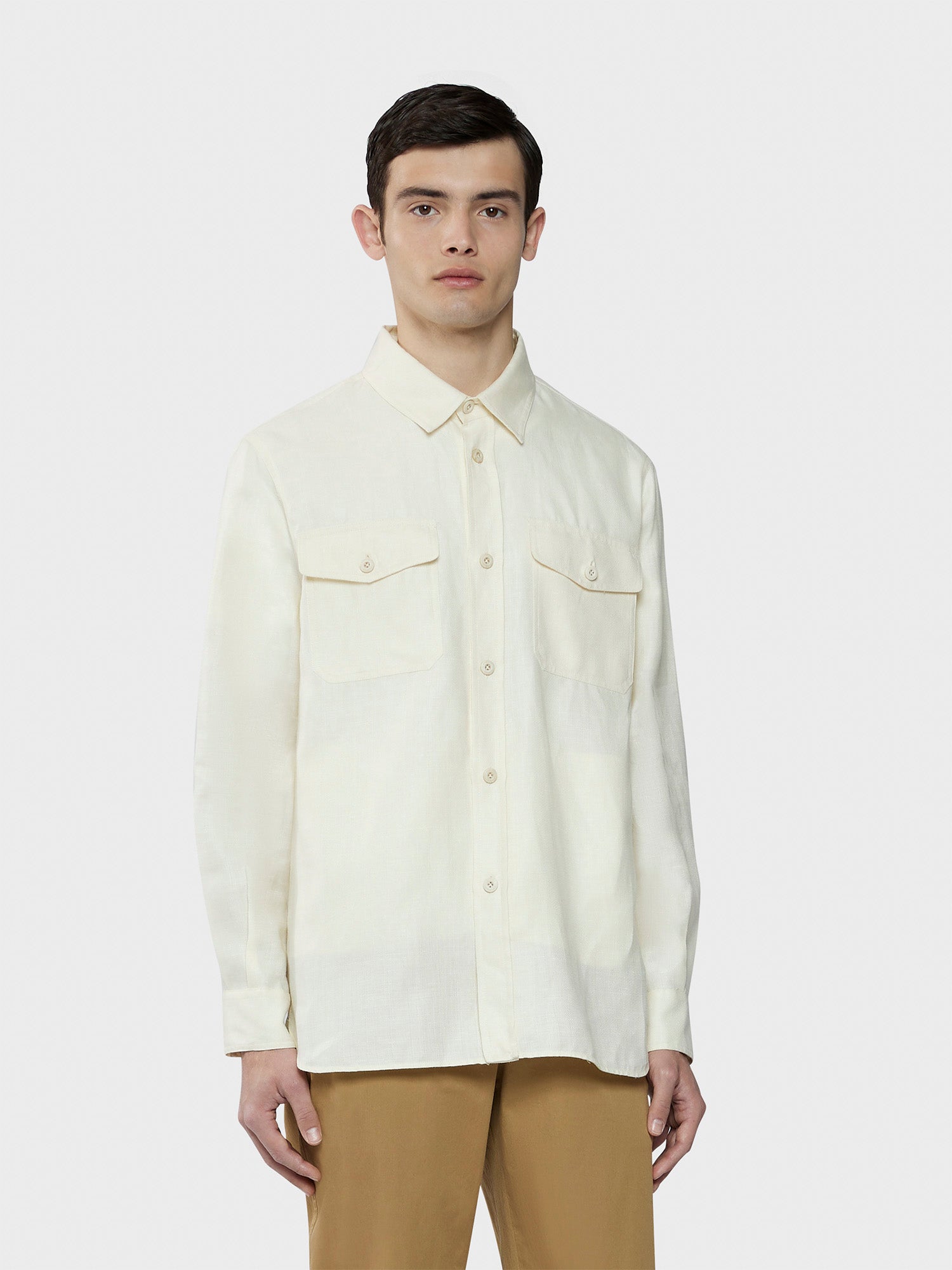 Overshirt In Lino Lana Bianco