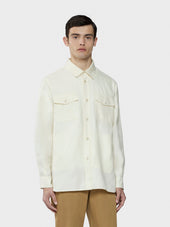 Overshirt in lino-lana bianco