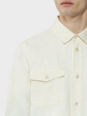 Overshirt In Lino Lana Bianco