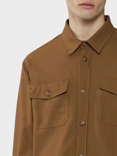Overshirt In Tropical Di Lana Marrone Houdini