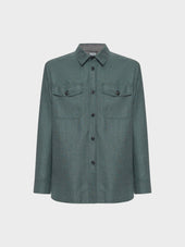 Overshirt In Lana Seta E Lino Verde