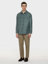 Overshirt In Lana Seta E Lino Verde