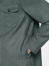 Overshirt In Lana Seta E Lino Verde