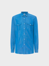 Camicia In Tencel Blu Jeans