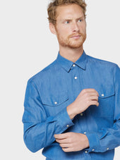 Camicia In Tencel Blu Jeans