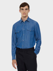Camicia in tencel blu denim