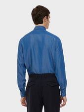Camicia In Tencel Blu Denim
