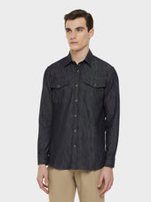 Camicia in cotone denim blu scuro