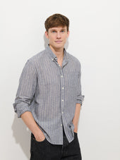 Mill Striped Shirt In Chambray