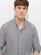 Mill Striped Shirt In Chambray