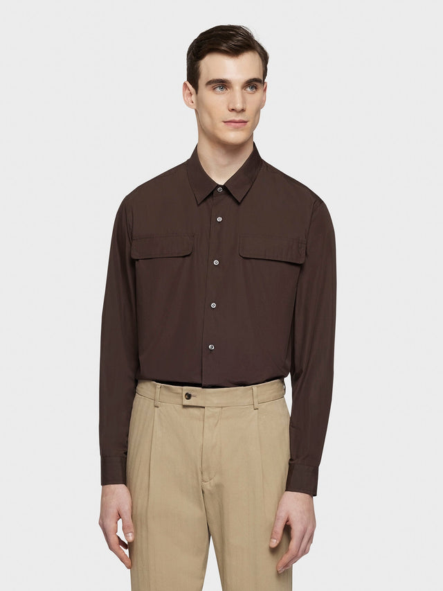 Camicia in cotone marrone