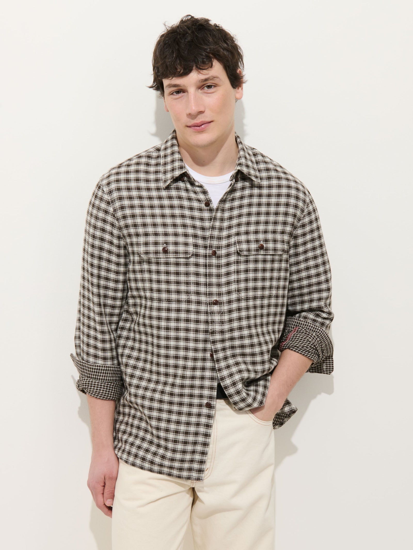 Mill Double Gauze Shirt In Cotton Plaid