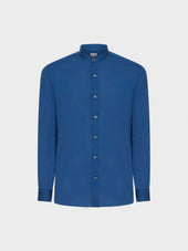 Camicia Coreana In Cotone Azzurra