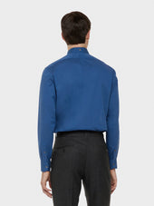 Camicia Coreana In Cotone Azzurra