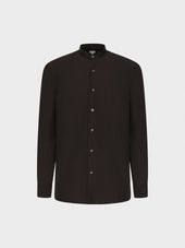 Camicia Coreana In Cotone Marrone
