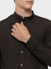 Camicia Coreana In Cotone Marrone