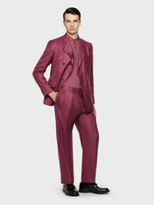 Camicia Coreana In Cotone Bordeaux