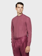Camicia coreana in cotone bordeaux