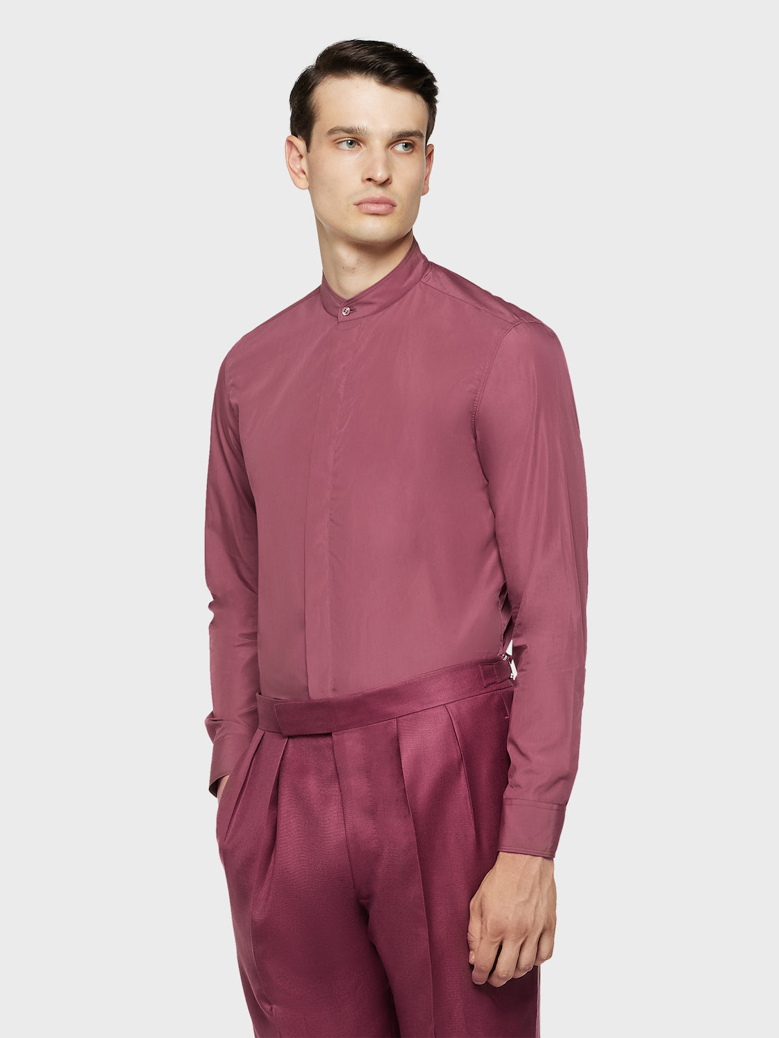 Camicia Coreana In Cotone Bordeaux