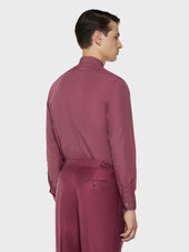 Camicia Coreana In Cotone Bordeaux