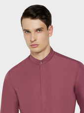 Camicia Coreana In Cotone Bordeaux