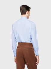 Camicia Coreana In Cotone Azzurro